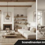Bright minimalist living room showcasing Scandinavian interior design with white walls, light wood floors, and neutral furniture