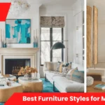 A bright modern living room featuring sleek wooden furniture, cozy textiles, and neutral tones—showcasing the Best Furniture Styles for Modern Living.