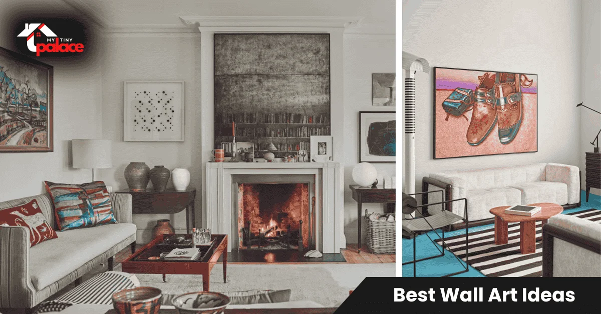 Modern living room featuring large canvas wall art above gray sofa showing best wall art ideas to transform your living room