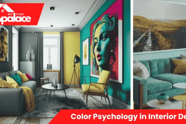 Modern living room demonstrating color psychology in interior design with soft blue walls and natural lighting creating a calm atmosphere