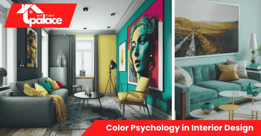 Modern living room demonstrating color psychology in interior design with soft blue walls and natural lighting creating a calm atmosphere