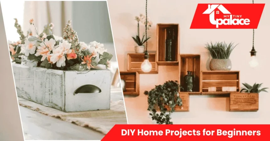 Bright living room makeover shown in DIY Home Projects for Beginners, featuring simple shelving and fresh paint updates.