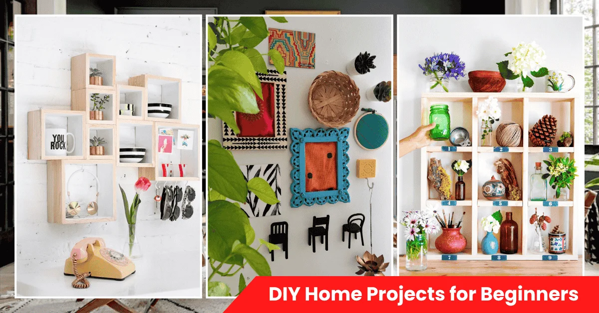 DIY Home Projects for Beginners featured image with a cozy bedroom refreshed using affordable furniture and easy décor ideas.