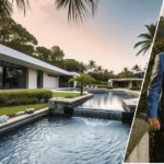 Dr. Neal Elattrache’s luxurious home exterior with his portrait overlayed on the image