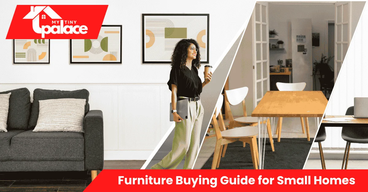 Stylish compact apartment interior with multifunctional furniture setup — perfect example from our Furniture Buying Guide for Small Homes.