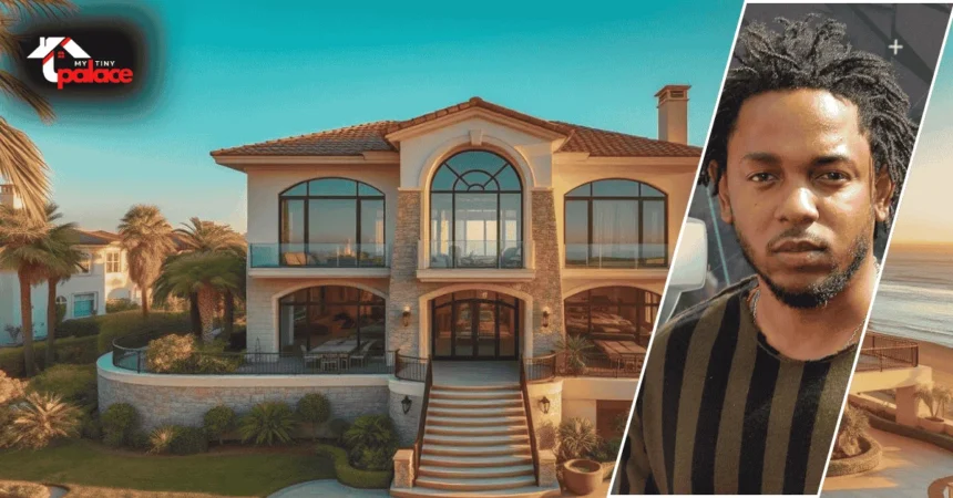 Aerial view of Kendrick Lamar's stunning California home surrounded by lush greenery.