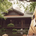 Inside iconic Mr. Miyagi's house from The Karate Kid featuring traditional Japanese-style interiors and serene garden views.