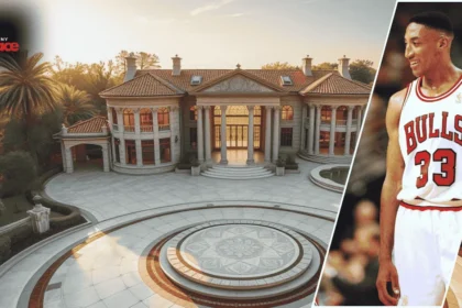 A glimpse into Scottie Pippen’s $12 million luxurious Highland Park mansion, showcasing the NBA legend’s elegant home and grand architecture.