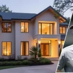 Front exterior of Scottie Scheffler’s Dallas house featuring a modern brick design and elegant landscaping.