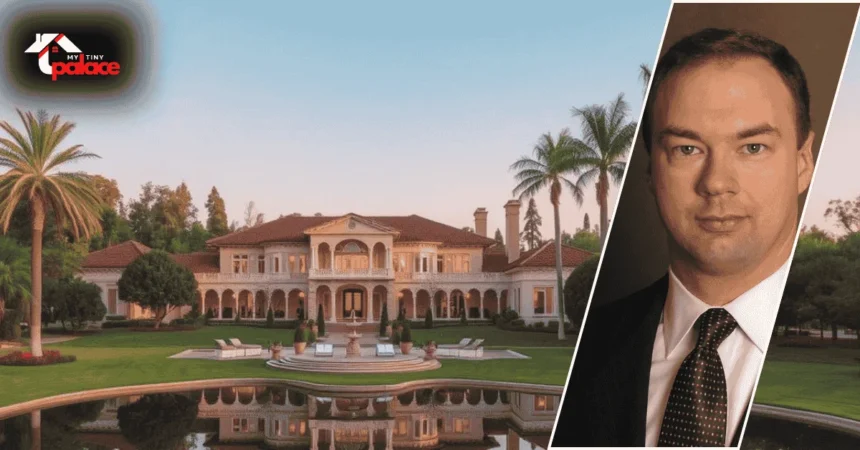 Thomas Tull’s House—an expansive mansion with sweeping pool, formal gardens and a grand multi-level façade.