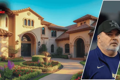 Mike McCarthy house for sale showcasing an expansive modern exterior with pool and landscaped grounds.