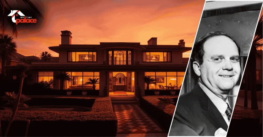 Image showing the Benny Binion House with the house in the background and the owner’s portrait in a frame placed at the front.