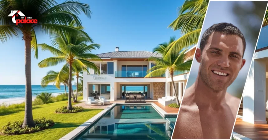 Image showing the inside Alex Siesta Key House with the house in the background and the owner’s framed portrait at the front.