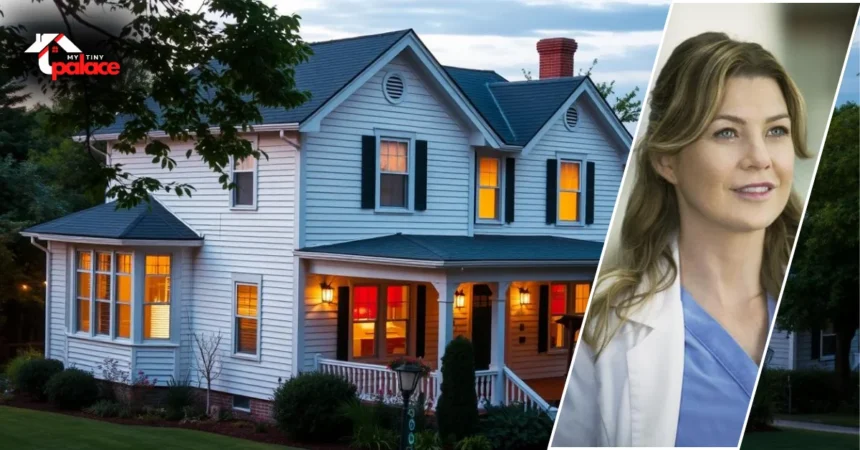 Image showing the where is Meredith Grey’s house with the house in the background and the owner’s framed portrait at the front.