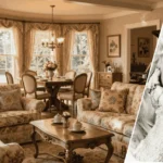 Image showing the dolly parton house brentwood with the residence in the background and a framed portrait of Dolly Parton displayed at the front