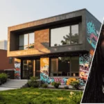 A clear photograph featuring the Chief Keef Chicago House in the background and a framed portrait of the owner in the foreground.