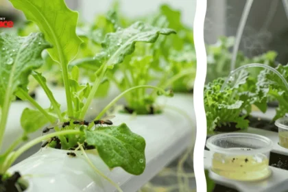 A close-up of a heavy-duty food-grade silicone basin seal with a thriving, pest-free basil canopy free of fungus gnats in hydroponics trays blurred in the background.